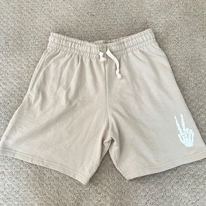 Cream Long Shorts with Peace Sign✌️